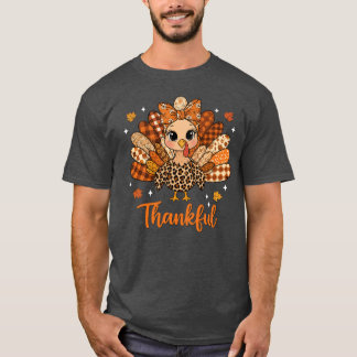 Thankfulurkey Fall Leopard Patchworkhanksgiving vi T-shirt