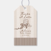 Thanks a Latte Bebe Cafe Brown Bow Baby Shower Cadeaulabel (Voorkant)