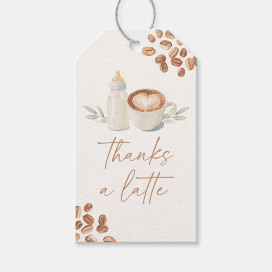 Thanks a Latte Coffee Baby Shower Cadeaulabel (Voorkant)