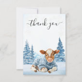 Thanks Cow Calf Christmas Winter Bedankkaart (Voorkant)
