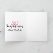 thanks for coming add name text message pink bow f kaart (Binnen)