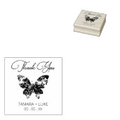 Thanks Whimsical Modern Butterfly Wedding Monogram Rubberstempel (Gestempeld)