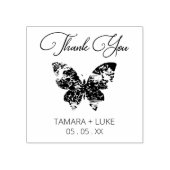 Thanks Whimsical Modern Butterfly Wedding Monogram Rubberstempel (Afrduk)