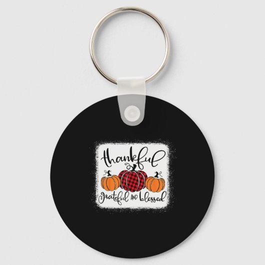 Thanksg, Herfst van Grateful en Blessed Pumpkin Sleutelhanger (Voorkant)