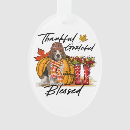Thanksgiv, Herfst van Grateful Beagle Hondenliefhe Ornament (voorkant)
