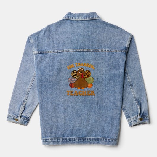 thanksgivi , leraar herfst voor vrouwen denim jacket (Achterkant)