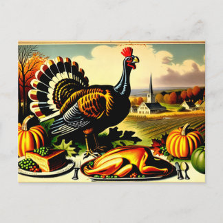 Thanksgiving 1800s Fresh Turkije Feestdagenkaart