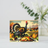 Thanksgiving 1800s Fresh Turkije Feestdagenkaart (Staand voorkant)