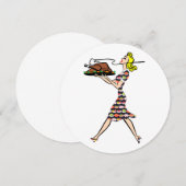 Thanksgiving 1950 blonde huisvrouw kaart (Voorkant / Achterkant)