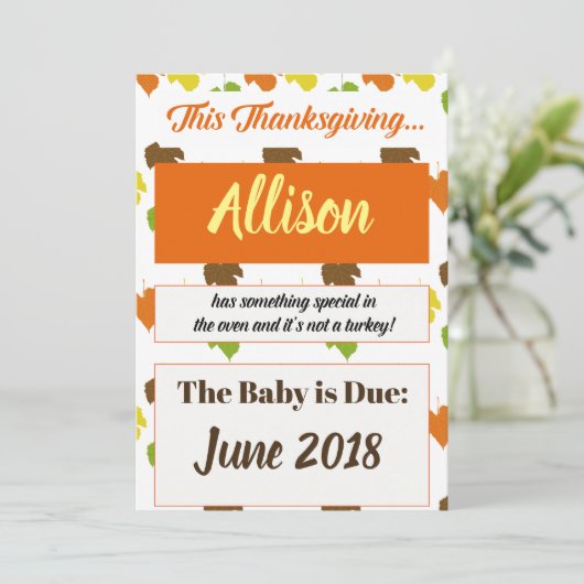 Thanksgiving 2017 Turquie Grossesse Faire-part (Debout devant)