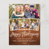 Thanksgiving 4 Foto Rustic Wood Brush Briefkaart (Voorkant)