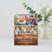 Thanksgiving 4 Foto Rustic Wood Brush Briefkaart (Staand voorkant)