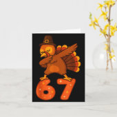 Thanksgiving 67 Meme Six Seven Funny Turkey Kaart (Gele Bloem)