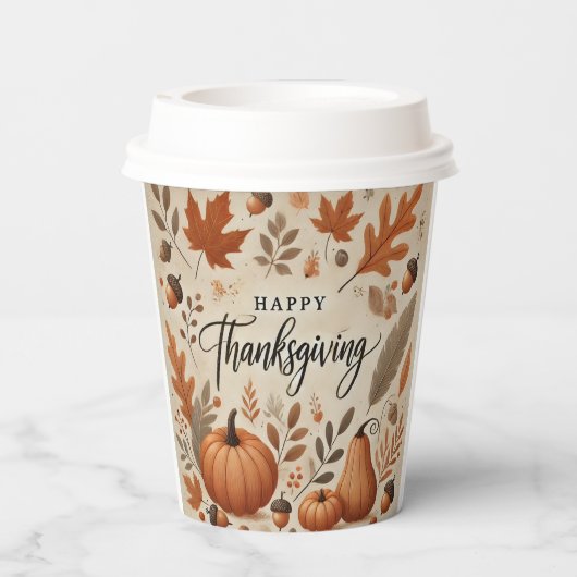 Thanksgiving 8 oz Paper Cup Papieren Bekers (Achterkant)