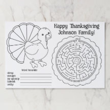 Thanksgiving Activity Placemat