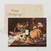 Thanksgiving-ansichtkaart met fruit en wijn briefkaart (Voorkant / Achterkant)