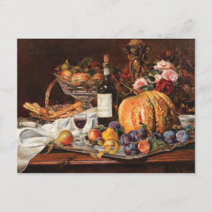 Thanksgiving-ansichtkaart met fruit en wijn briefkaart