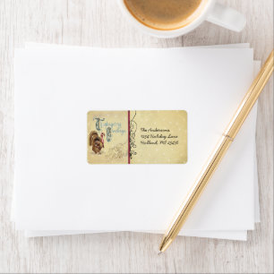 Thanksgiving Antiek Briefkaart van Vntage Font Etiket