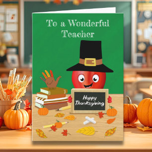 Thanksgiving Apple op het bureau van de leerkracht Kaart
