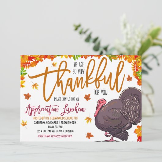 Thanksgiving appreciatie uitnodiging (Staand voorkant)