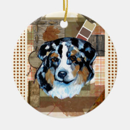 THANKSGIVING AUSTRALIAN SHEPHERD KERAMISCH ORNAMENT