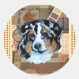 THANKSGIVING AUSTRALIAN SHEPHERD RONDE STICKER