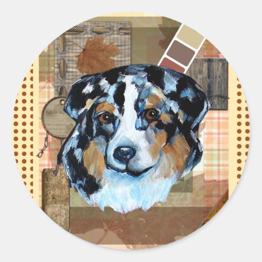 THANKSGIVING AUSTRALIAN SHEPHERD RONDE STICKER (Voorkant)