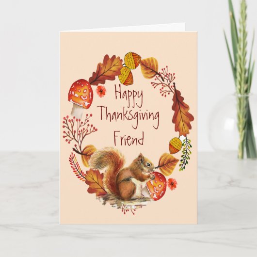 Thanksgiving Automne Wreath Friend Carte de vacanc (Devant)