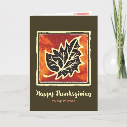 Thanksgiving Autumn Leaf Kaart voor Partner (Voorkant)