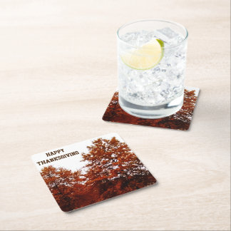 THANKSGIVING AUTUMN TREES VIERKANTE KARTONNEN ONDERZETTER