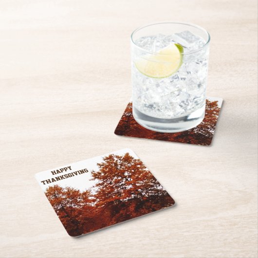 THANKSGIVING AUTUMN TREES VIERKANTE KARTONNEN ONDERZETTER (Insitu)