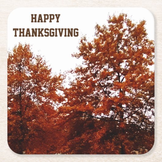 THANKSGIVING AUTUMN TREES VIERKANTE KARTONNEN ONDERZETTER (Voorkant)