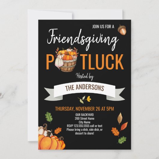 Thanksgiving avec Friends Potluck Invitation (Devant)