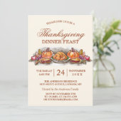 Thanksgiving avondeten met pompoen in Turkije Kaart (Staand voorkant)