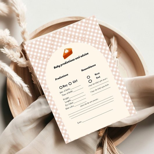 Thanksgiving baby prédiction Baby shower jeu Carte