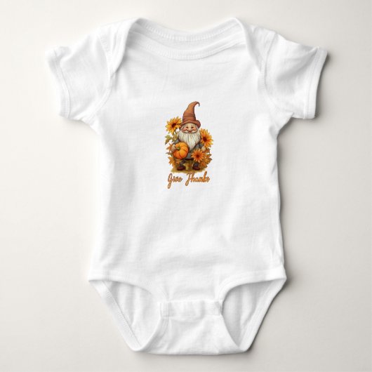 Thanksgiving Baby, Schattigee Herfst Gnome Pumpkin Romper (Voorkant)