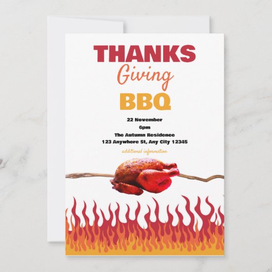 Thanksgiving BBQ Invitation Kaart (Voorkant)