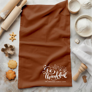Thanksgiving Be Thankful Script Oogst Bruin Theedoek