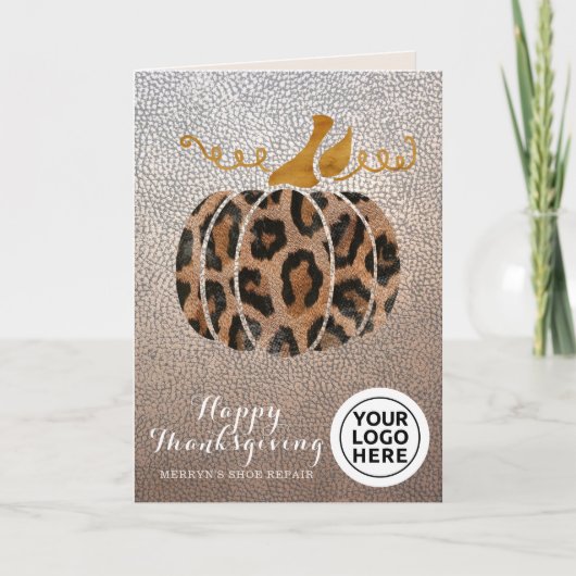 Thanksgiving Bedrijf Logo Leopard Pumpkin Kaart (Voorkant)