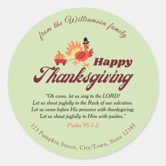 Thanksgiving Bible Verse | Name & Address Envelope Ronde Sticker (Voorkant)