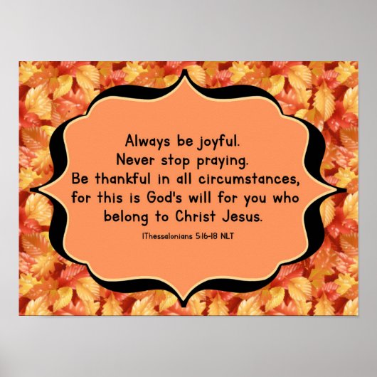 Thanksgiving Bible verse poster 1 thess 5:1618 NLT (Devant)