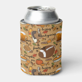 Thanksgiving, bier, Turkije en ontwerp van Footbal Blikjeskoeler