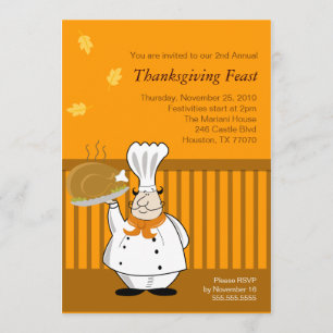 Thanksgiving binnenste 5x7 CHEF TURKEY Uitnodiging