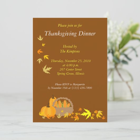 Thanksgiving Binnenste 5x7 Oogstuitnodiging Kaart (Staand voorkant)