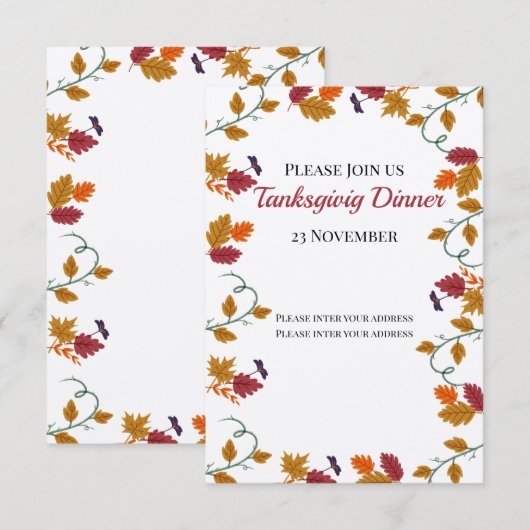 Thanksgiving binnenuitnodiging bedankkaart (Voorkant / Achterkant)