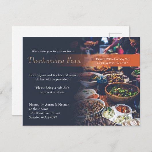 Thanksgiving binnenuitnodiging briefkaart (Voorkant / Achterkant)