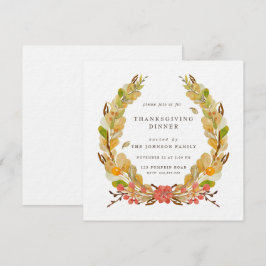 Thanksgiving Binnenuitnodiging Floral Wreator Kaart