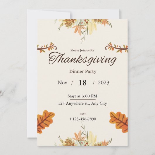 Thanksgiving binnenuitnodiging kaart (Voorkant)