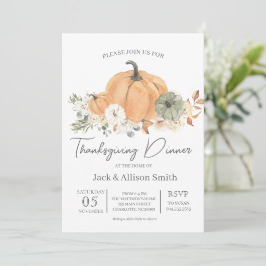 Thanksgiving binnenuitnodiging kaart (Staand voorkant)