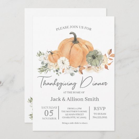 Thanksgiving binnenuitnodiging kaart (Voorkant / Achterkant)